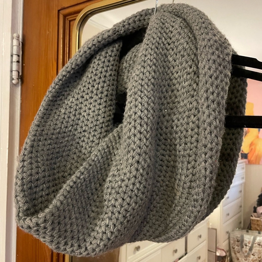 Grey Knit Infinity Scarf